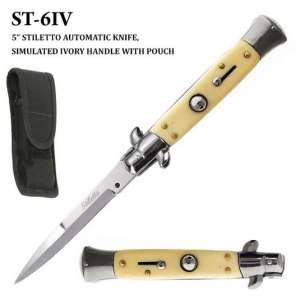 ST-6IV - Ivory Colored Stiletto Style Switch Blade Knife