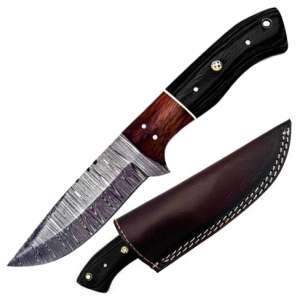 BC 800DB-BK 9" Bone Collector Damascus Blade Hunting Knife with Leather Sheath