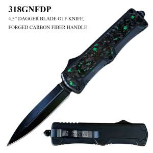 OTF WITH GREEN FORGED CARBON FIBER HANDLE