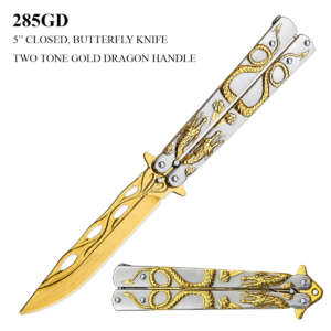 GOLD DRAGON BUTTERFLY KNIFE